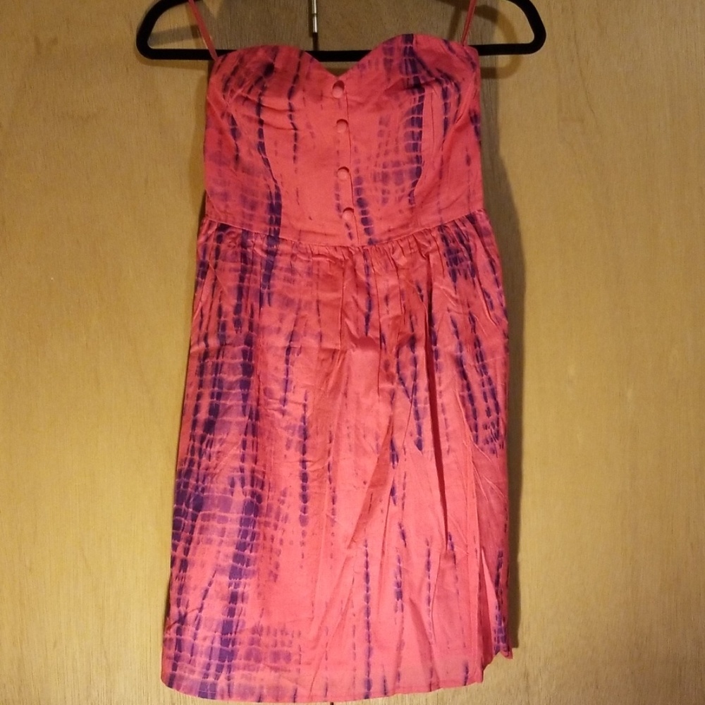 Fire Tie Dye Strapless Dress w/Pockets New w/Tags